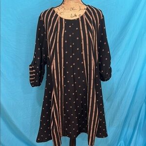 Black and Brown Striped Tunic Top